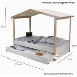 Kauf-unique Kinderbett Hausbett HOMYLAND mit Schublade - 90 x 190 cm - Weiß & Eiche