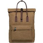 KAUKKO Retro Canvas Rucksack Handgepäck Damen Herren Vintage Rollup Daypack Handtasche mit Laptopfach 12 Zoll für Arbeit, Schul, Ausflüge, Uni, 42cm, 16L, Khaki-K1047-2