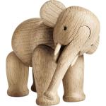 17 cm Kay Bojesen Runde Elefanten Figuren matt aus Eiche 