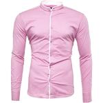 Pinke Unifarbene Oeko-Tex Stehkragen Stehkragenhemden für Herren Größe L Große Größen für den für den Frühling 