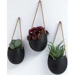 Reduzierte Schwarze Moderne Pflanzenampeln & Blumenampeln matt aus Keramik Outdoor 3-teilig 