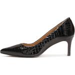 Schwarze Animal-Print Spitze Pfennigabsatz High Heels & Stiletto-Pumps ohne Verschluss für Damen Größe 35 mit Absatzhöhe bis 3cm 