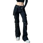 Schwarze Gothic Atmungsaktive Jeans-Schlaghosen aus Cord für Damen Größe S Große Größen für den für den Sommer 