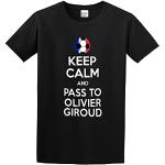 Keep Calm and Pass to Olivier Giroud France Soccer Futbol Euro Men's Cotton Shirt Color：Black Size：S
