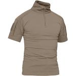 Khakifarbene Kurzärmelige Stehkragen T-Shirts mit Reißverschluss für Herren Größe XL für den für den Sommer 
