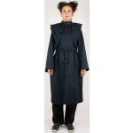 Schwarze Mini Nachhaltige Stehkragen Trenchcoats kurz mit Reißverschluss aus Baumwolle mit Kapuze für Damen Größe L 