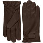 Dunkelbraune Gefütterte Handschuhe mit Klettverschluss aus Glattleder für Herren Größe 8.5 für den für den Winter 