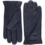 Mitternachtsblaue Gefütterte Handschuhe mit Klettverschluss aus Glattleder für Herren Größe 8 für den für den Winter 