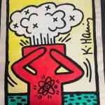 Keith Haring Signiertes Gemälde Auf Papier Abstrakte Figuren 20 X 100"