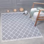 Graue Boho Kelim Teppiche aus Baumwolle 160x230 Breite 0-50cm, Höhe 100-150cm 