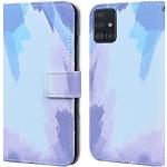 Blaue Samsung Galaxy A51 Hüllen Art: Flip Cases mit Muster aus Leder klappbar 