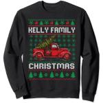 Kelly Family Ugly Christmas Sweater Red Truck Funn