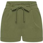 Khakifarbene Unifarbene Paperbag-Shorts ohne Verschluss für Damen Größe M für den für den Sommer 