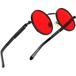 Reduzierte Schwarze Runde Retro Sonnenbrillen aus Metall für Herren 