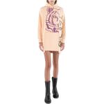 Pinke Langärmelige KENZO Langarmkleider aus Baumwolle mit Kapuze für Damen Größe M 