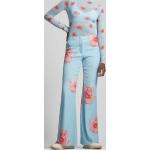 Hellblaue Blumenmuster KENZO Röhrenhosen mit Reißverschluss aus Baumwolle für Damen Größe S 