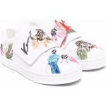 Reduzierte Weiße Bestickte KENZO Kids Low Sneaker mit Klettverschluss aus Leder für Kinder Größe 26 