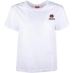 Reduzierte Weiße Bestickte Kurzärmelige KENZO Logo T-Shirts aus Baumwolle für Damen Größe XS 