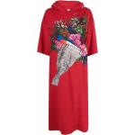 Reduzierte Rote Blumenmuster Langärmelige KENZO Winterkleider mit Kapuze für Damen Größe XS 