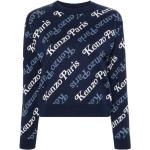 Reduzierte Marineblaue KENZO Logo Strickpullover für Damen Größe M für den für den Winter 