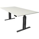 Kerkmann Move 3 elegant elektrisch höhenverstellbarer Schreibtisch weiß rechteckig, T-Fuß-Gestell grau 200,0 x 100,0 cm