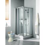 Silberne Duschschiebetüren aus Glas 
