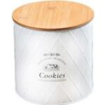 Kesper Vorratsdose 38253 Cookies, Metall, 3,6 Liter, mit Bambus-Deckel, weiß, rund
