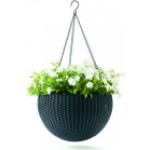 Anthrazitfarbene 22 cm Runde Pflanzenampeln & Blumenampeln 22 cm aus Kunststoff Indoor 