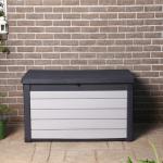 Anthrazitfarbene Keter Auflagenboxen & Gartenboxen 301l - 400l aus Kunststoff mit Deckel 