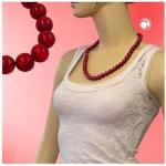 Rote Perlenketten aus Kunststoff handgemacht für Damen 