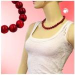 Rote Perlenketten aus Kunststoff handgemacht für Damen 