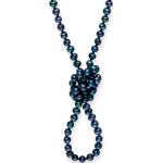 Blaue Minimalistische Lulu & Jane Lederketten aus Leder mit Echte Perle für Damen 