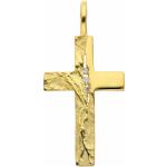 Goldene Kreuzanhänger aus Gold mit Zirkonia für Damen 