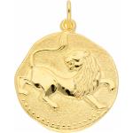 Goldene Runde Löwe-Anhänger mit Löwen-Motiv aus Gold für Damen 