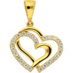Goldene Herzanhänger aus Gold mit Zirkonia für Damen 