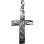 Silberne Kreuzanhänger Gehämmerte aus Leder für Herren 