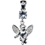 Nickelfreie Silberne Motiv Engel Anhänger mit Engel-Motiv aus Kristall mit Zirkonia für Damen zur Hochzeit 