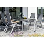 Kettler Gartenmöbel-Set mit 2x Stapel- und 2x Klappsessel Cirrus und Tisch Edge Kettalux - Aluminium silber