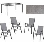 Kettler Gartenmöbel-Set mit Stapel- und Klappsessel Cirrus Silver-Line und Tisch Edge HPL - Aluminium anthrazit , HPL Kalksandstein