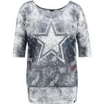 Anthrazitfarbene Sterne 3/4-ärmelige Key Largo T-Shirts für Damen Größe M 