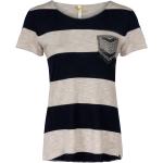Dunkelblaue Gestreifte Key Largo T-Shirts mit Perlen für Damen Größe XS 