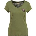 Reduzierte Khakifarbene Key Largo V-Ausschnitt T-Shirts enganliegend für Damen Größe S 