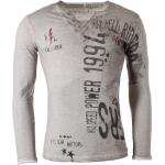 Reduzierte Graue Vintage Langärmelige Key Largo T-Shirts aus Baumwolle für Herren Größe XL 