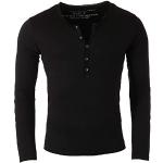 Schwarze Sportliche Langärmelige Key Largo Rundhals-Ausschnitt T-Shirts aus Baumwolle für Herren Größe S 