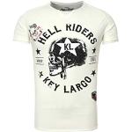 Weiße Vintage Key Largo T-Shirts mit Totenkopfmotiv aus Baumwolle enganliegend für Herren Größe M für den für den Sommer 