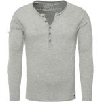 Reduzierte Silberne Unifarbene Langärmelige Key Largo Henleykragen T-Shirts aus Baumwolle für Herren Größe M 