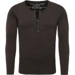 Reduzierte Unifarbene Langärmelige Key Largo Henleykragen T-Shirts aus Baumwolle für Herren Größe 3 XL 