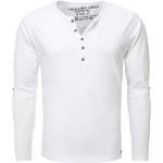 Reduzierte Weiße Unifarbene Langärmelige Key Largo Henleykragen T-Shirts aus Baumwolle für Herren Größe 3 XL 