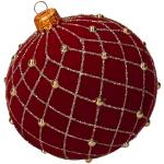 Rote Runde Christbaumkugeln & Weihnachtsbaumkugeln aus Samt 4-teilig 