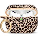 Khakifarbene Animal-Print Elegante AirPod Hüllen Art: Soft Cases mit Leopard-Motiv aus Silikon für Damen 